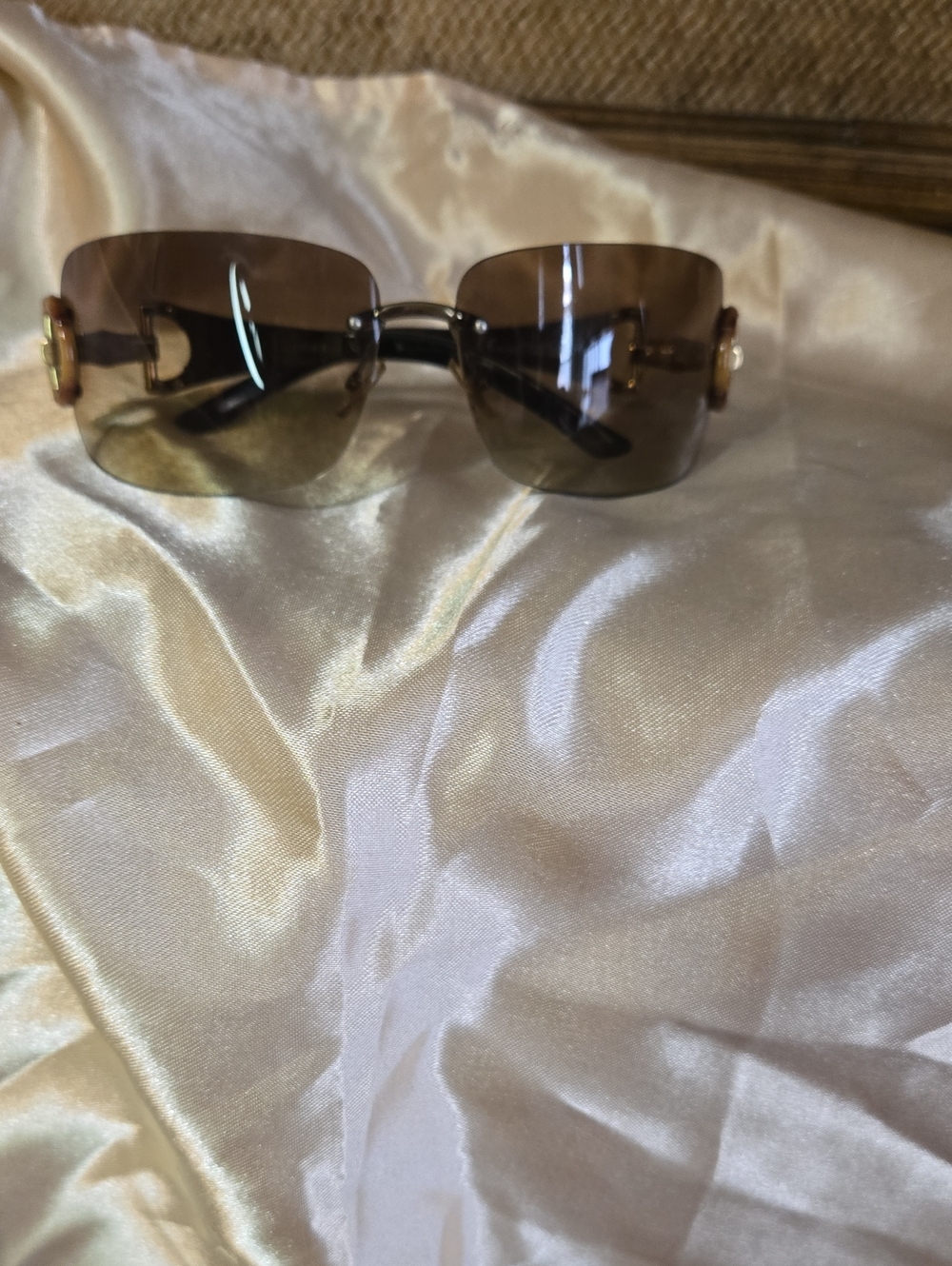 Gucci GG2801/S Bamboo Horsebit Rimless Sunglasses Brown & Gold